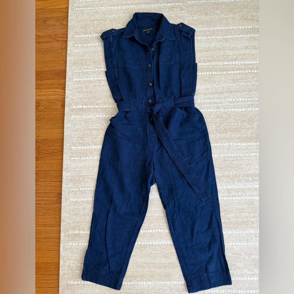 Banana Republic Dark Blue Sleeveless Utility Jumpsuit